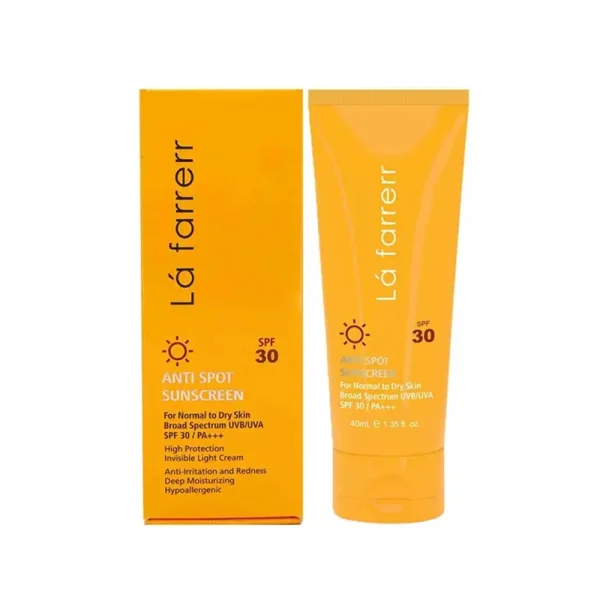 کرم ضد آفتاب و ضد لک بی رنگ لافارر مدل SPF30 مناسب پوست چرب و آکنه دار حجم